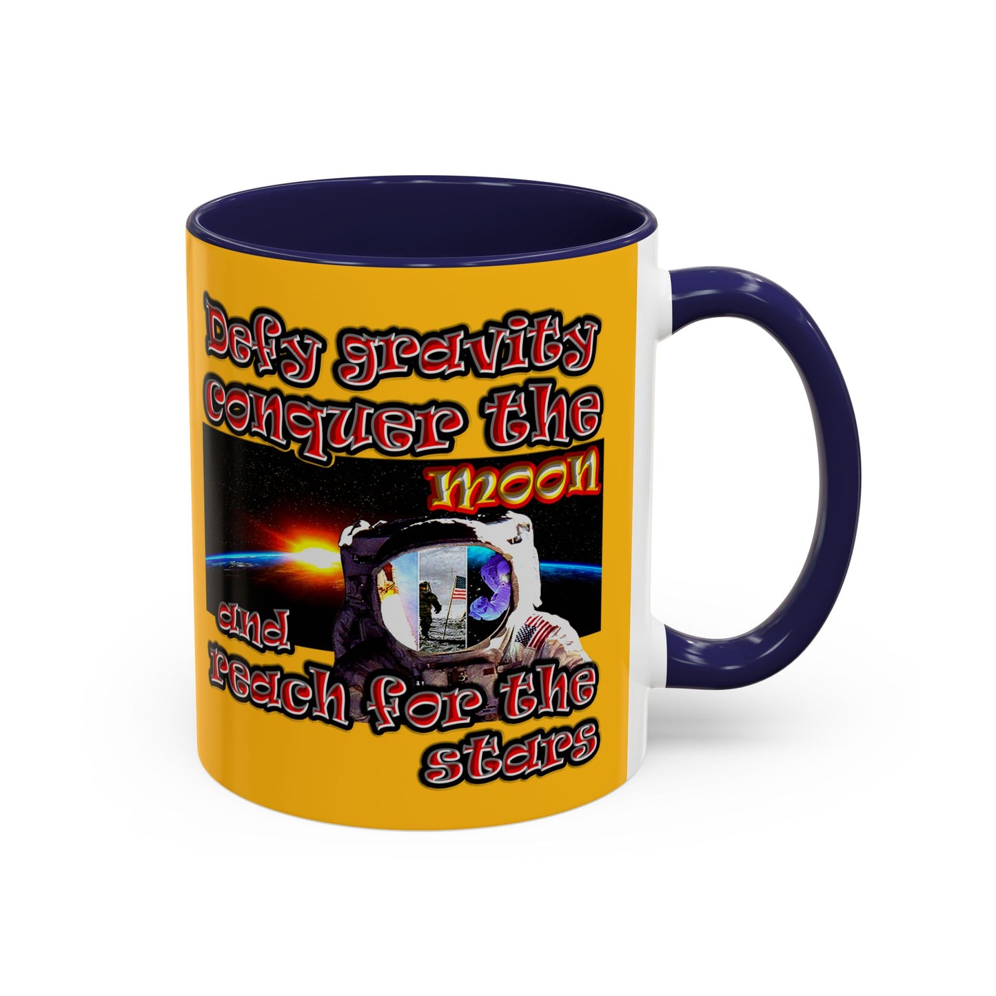 defy conquer reach - Accent Mug (yellow)