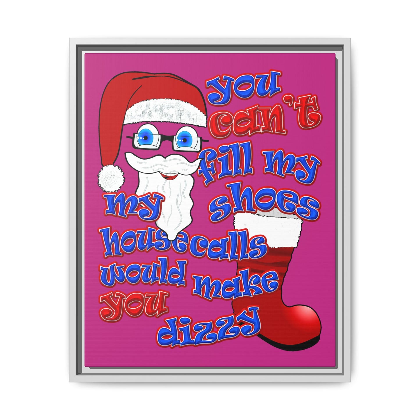 santa's shoes - framed canvas art (pink)