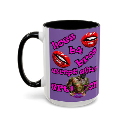 hoes b4 bros - Accent Mug (light purple)