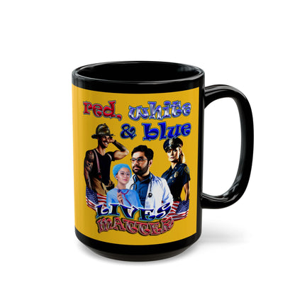 rw&b lives matter - Black Mug (yellow)