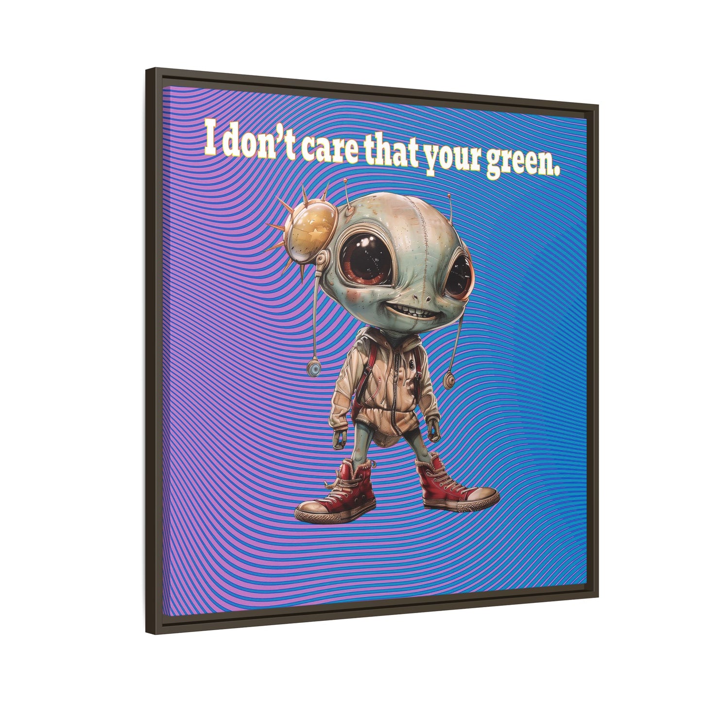 I don't care that your green - framed canvas art (light blue-purple wave)
