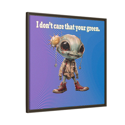 I don't care that your green - framed canvas art (light blue-purple wave)