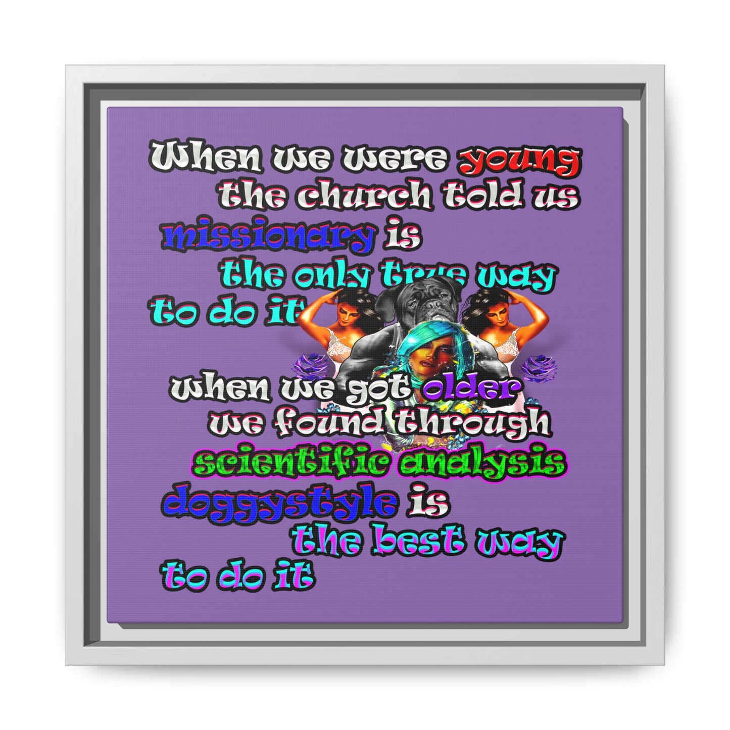 doggystyle - framed canvas art (light purple)