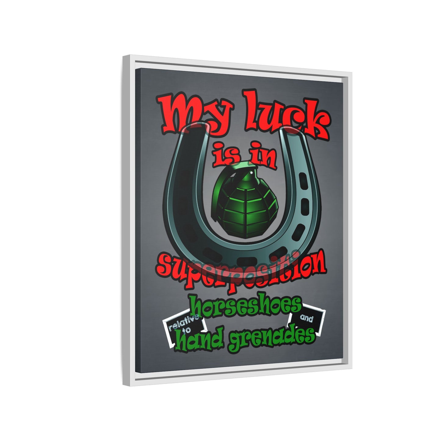 my luck - framed canvas art (grey-light grey)