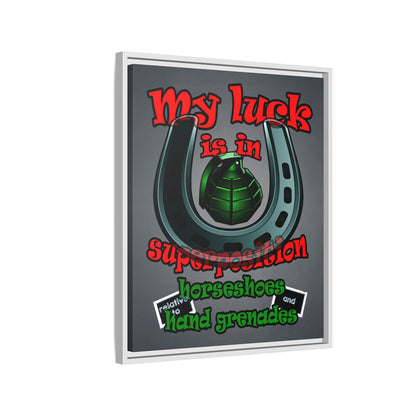 my luck - framed canvas art (grey-light grey)