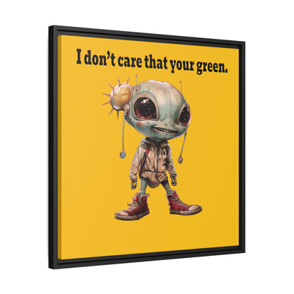 I don't care that your green - framed canvas art (yellow)