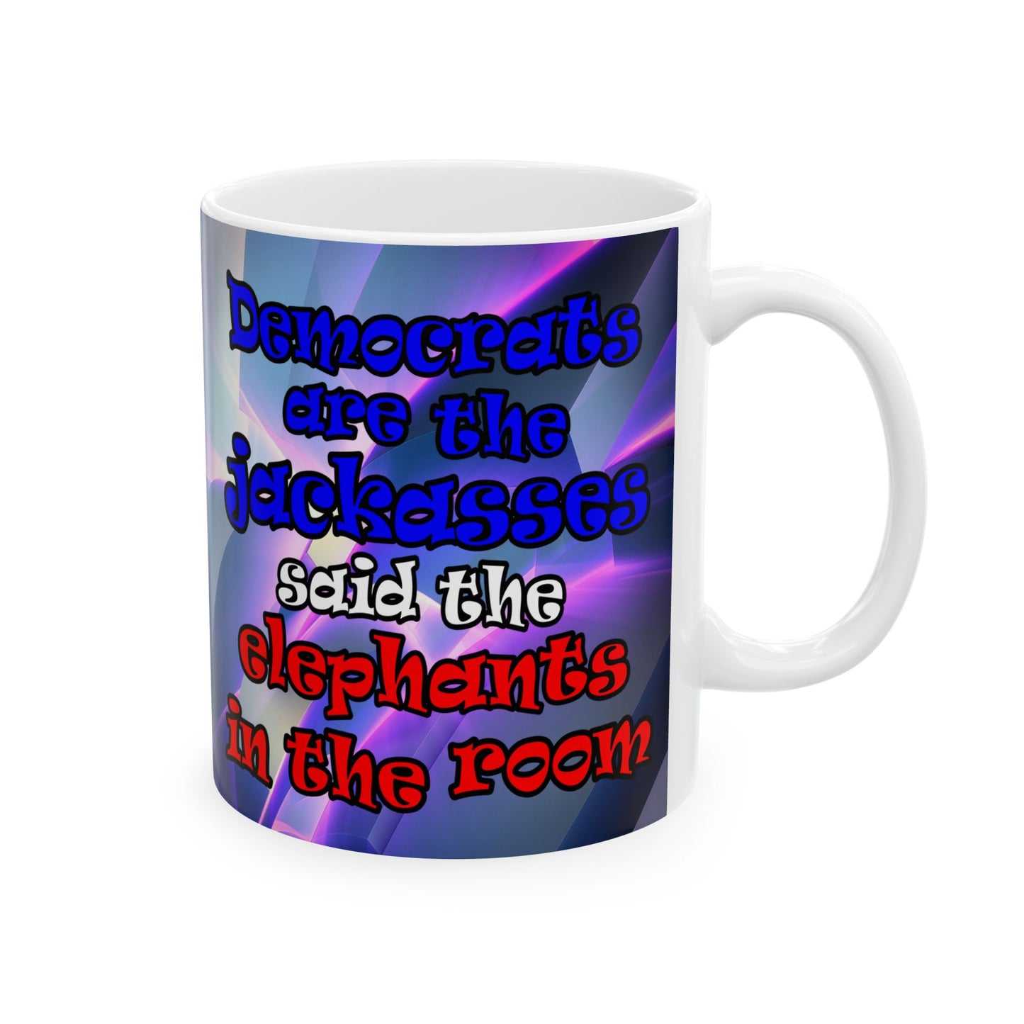 donkeys and elephants - White Mug (grey-pink wave)