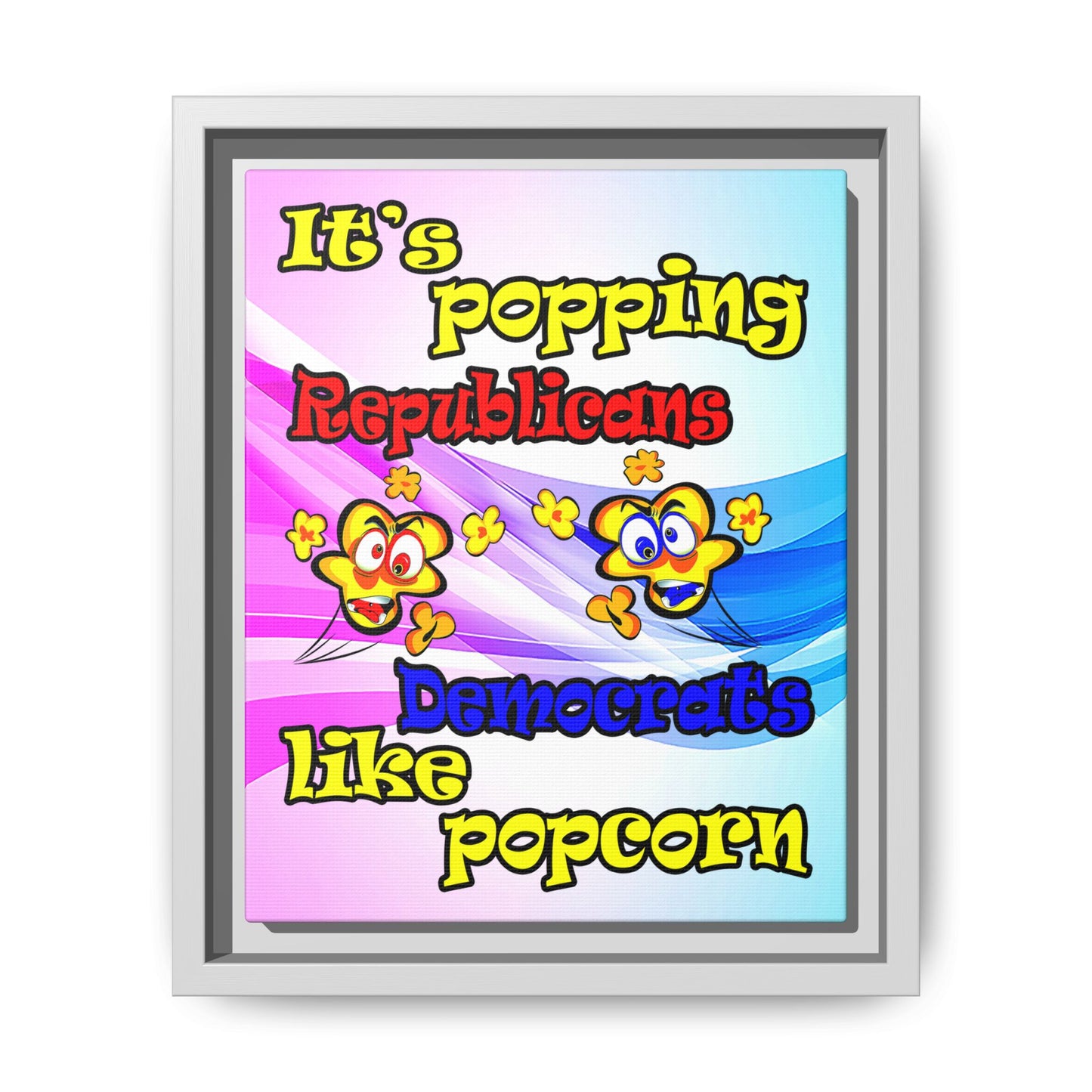 popping like popcorn - framed canvas art (light blue-pink wave)