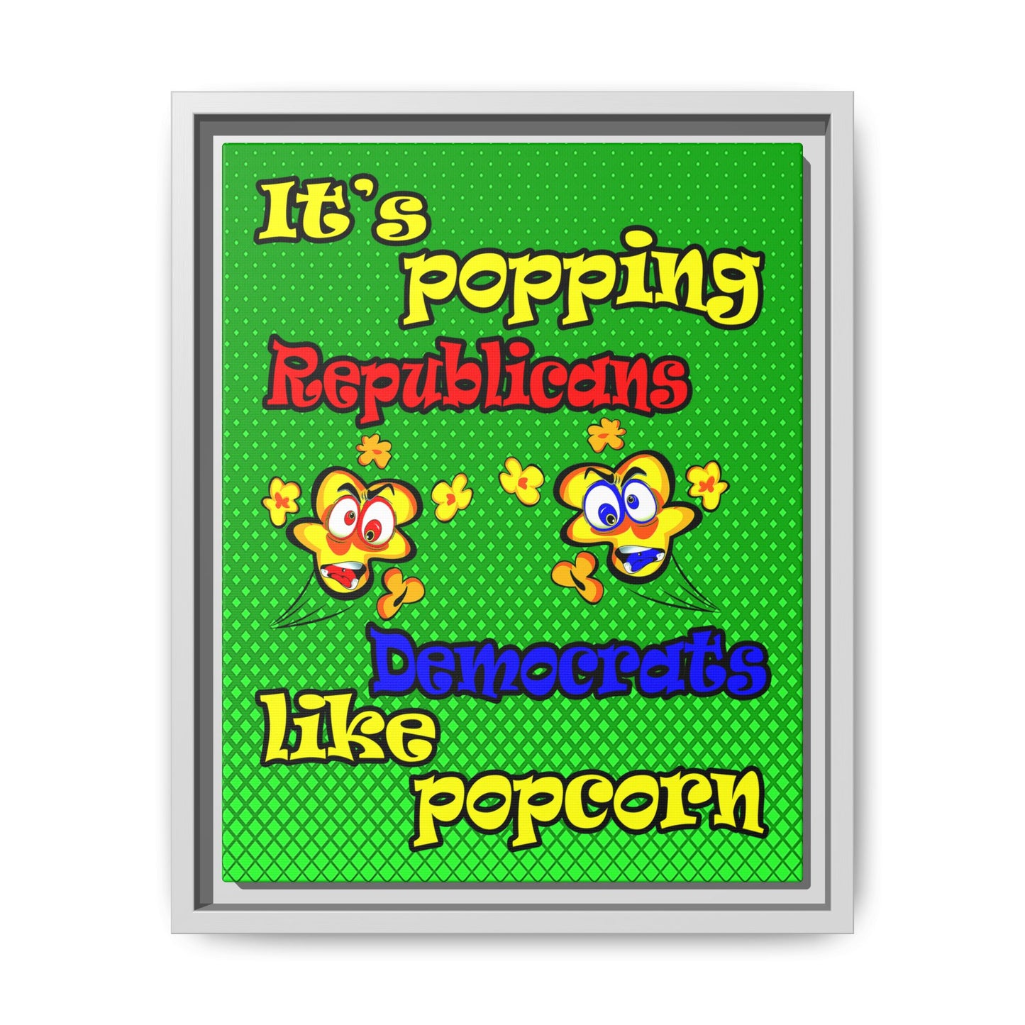 popping like popcorn - framed canvas art (logo green)