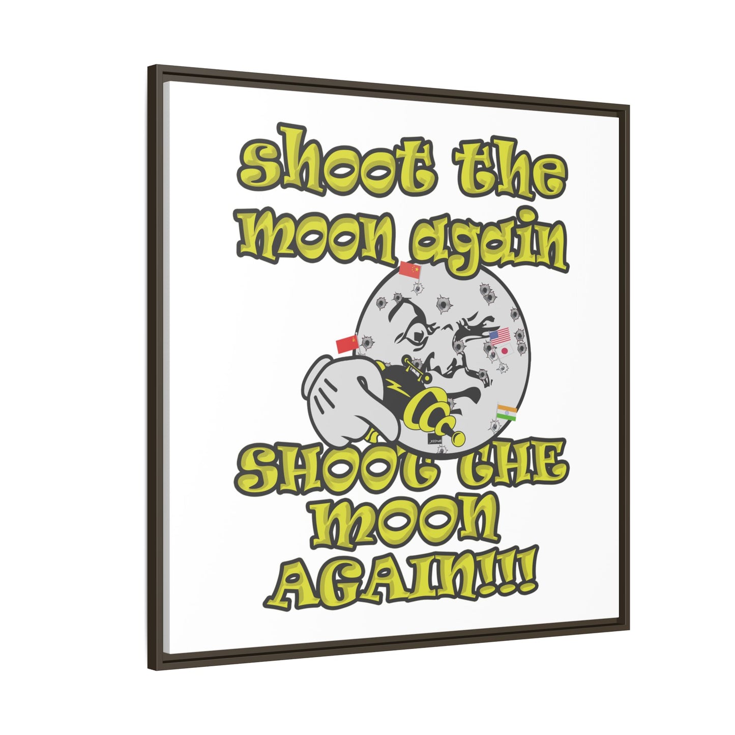 shoot the moon again - framed canvas art (white)