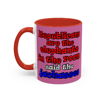 donkeys and elephants - Accent Mug (light pink)