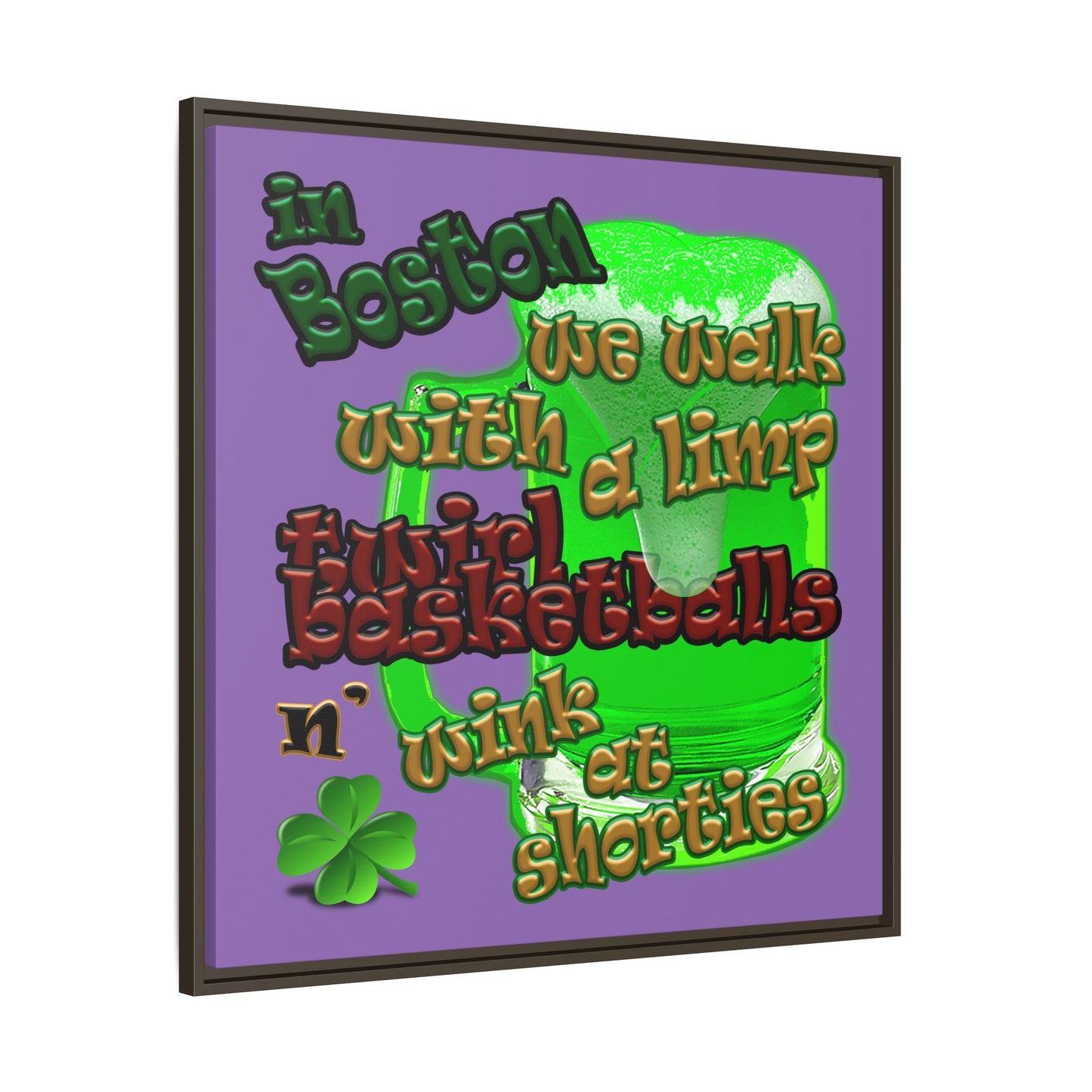 celtics logo - framed canvas art (light purple)