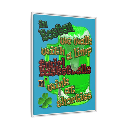 celtics logo - framed canvas art (turquoise)