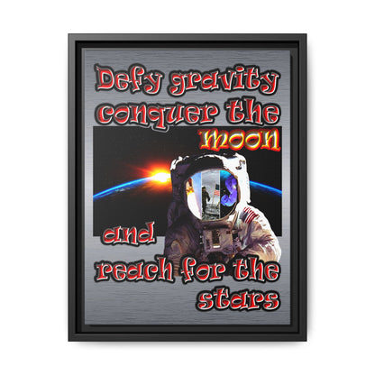 defy conquer reach - framed canvas art (brushed nickel)