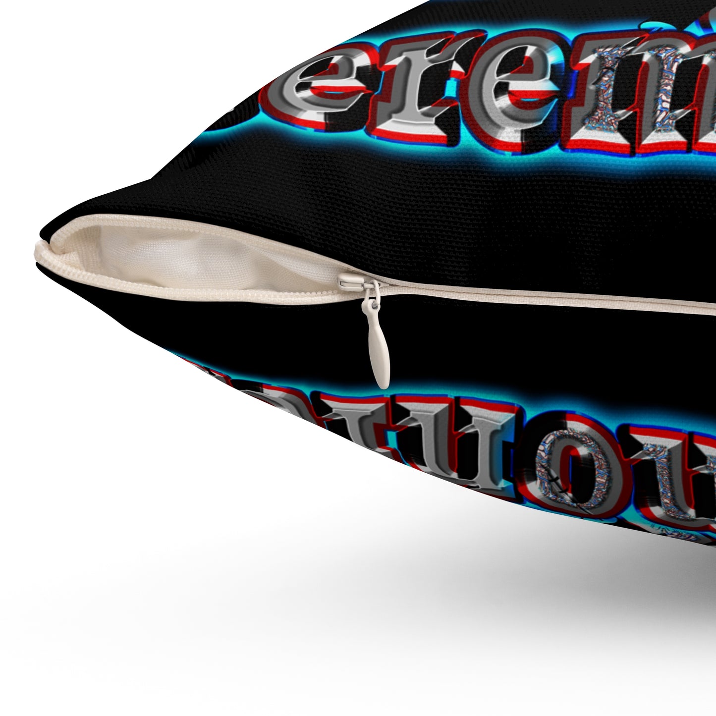 em cee squared - Spun Polyester Square Pillow - (black)