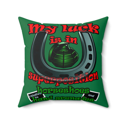 my luck - Faux Suede Square Pillow - (dark green)