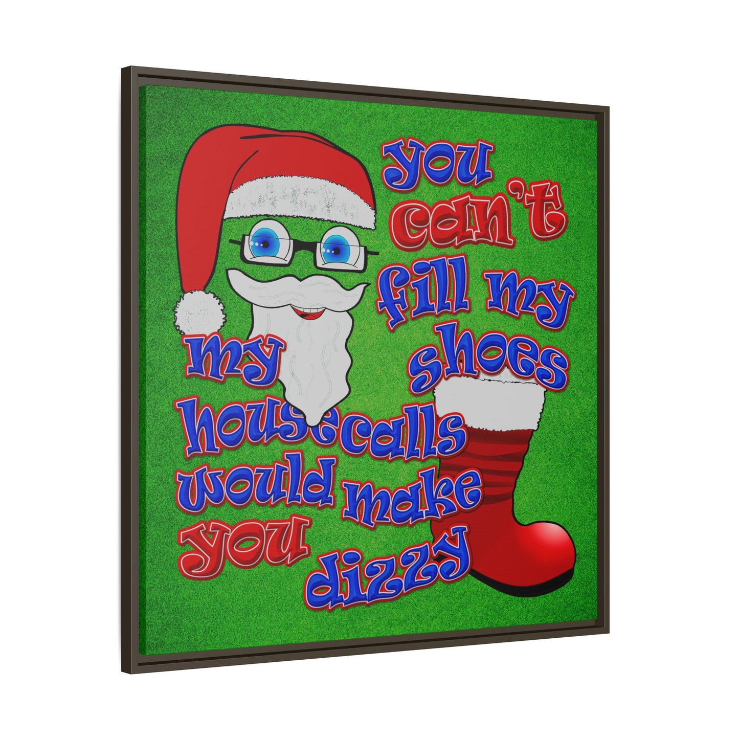 santa's shoes - framed canvas art (green turf)