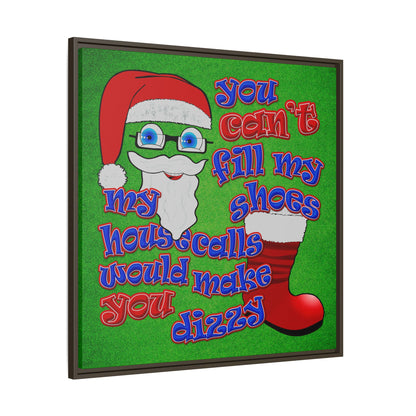 santa's shoes - framed canvas art (green turf)