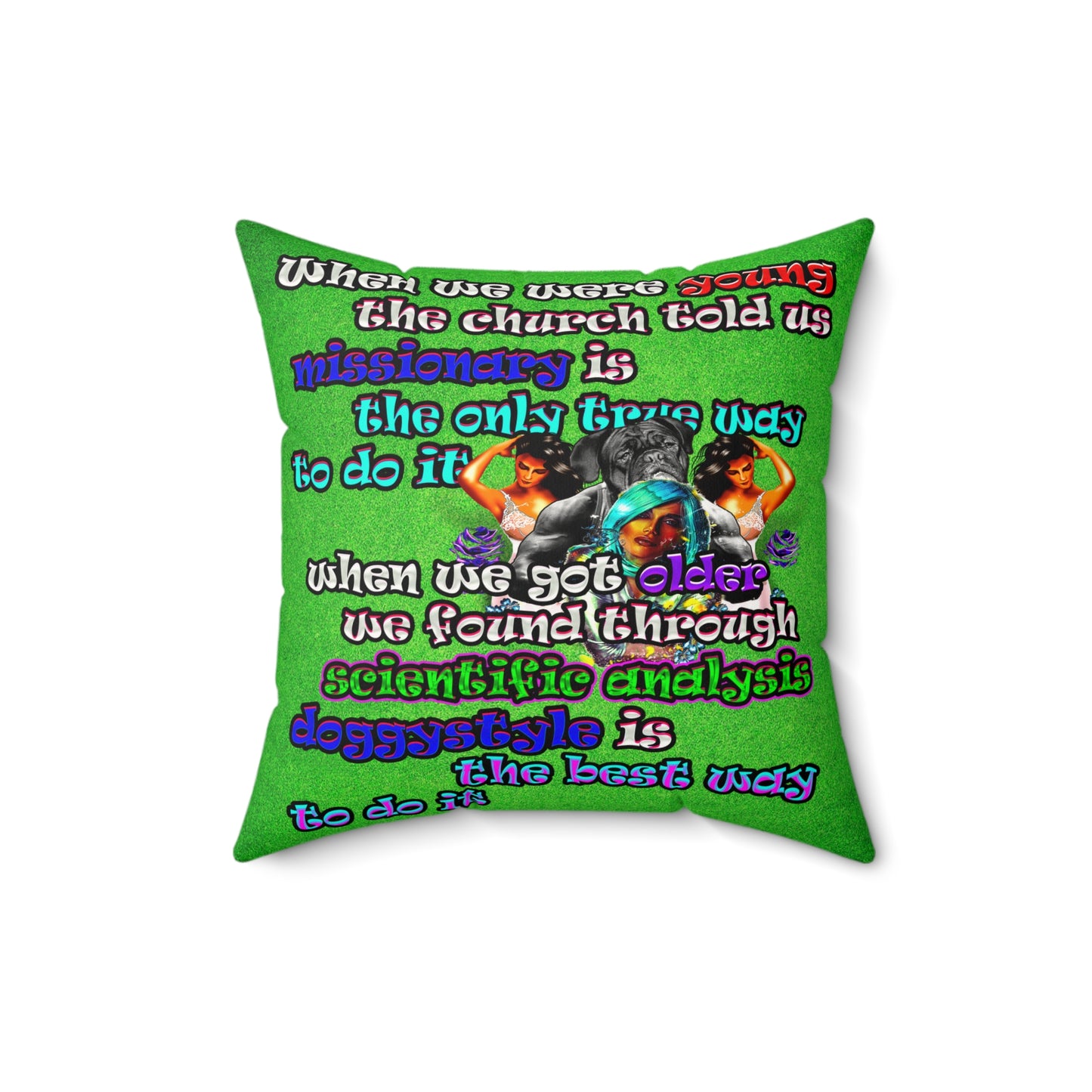 doggystyle - Faux Suede Square Pillow - (green turf)