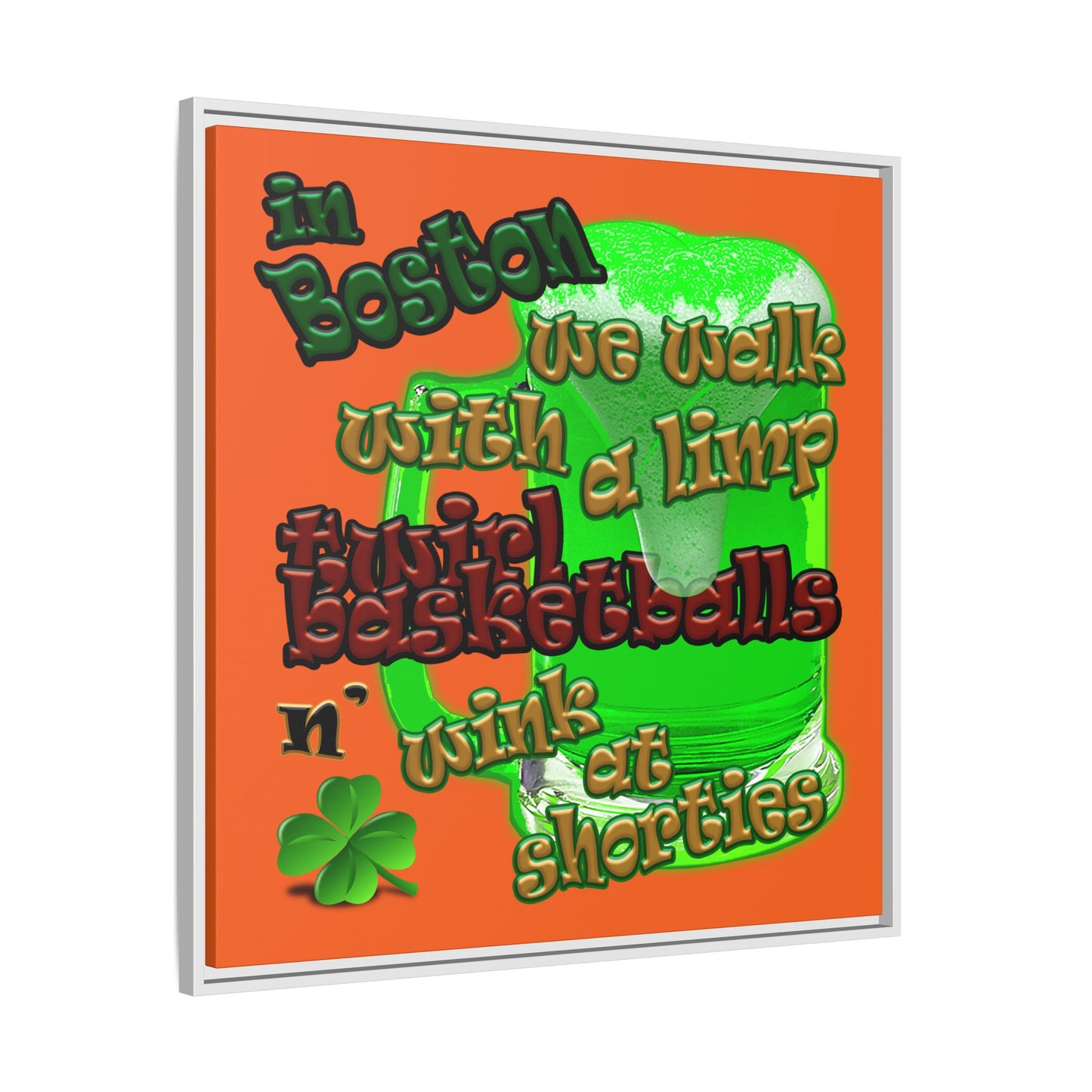celtics logo - framed canvas art (orange)