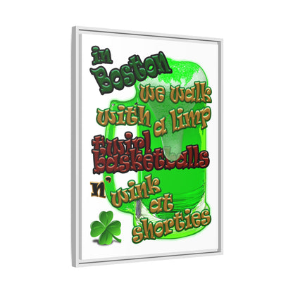 celtics logo - framed canvas art (white)