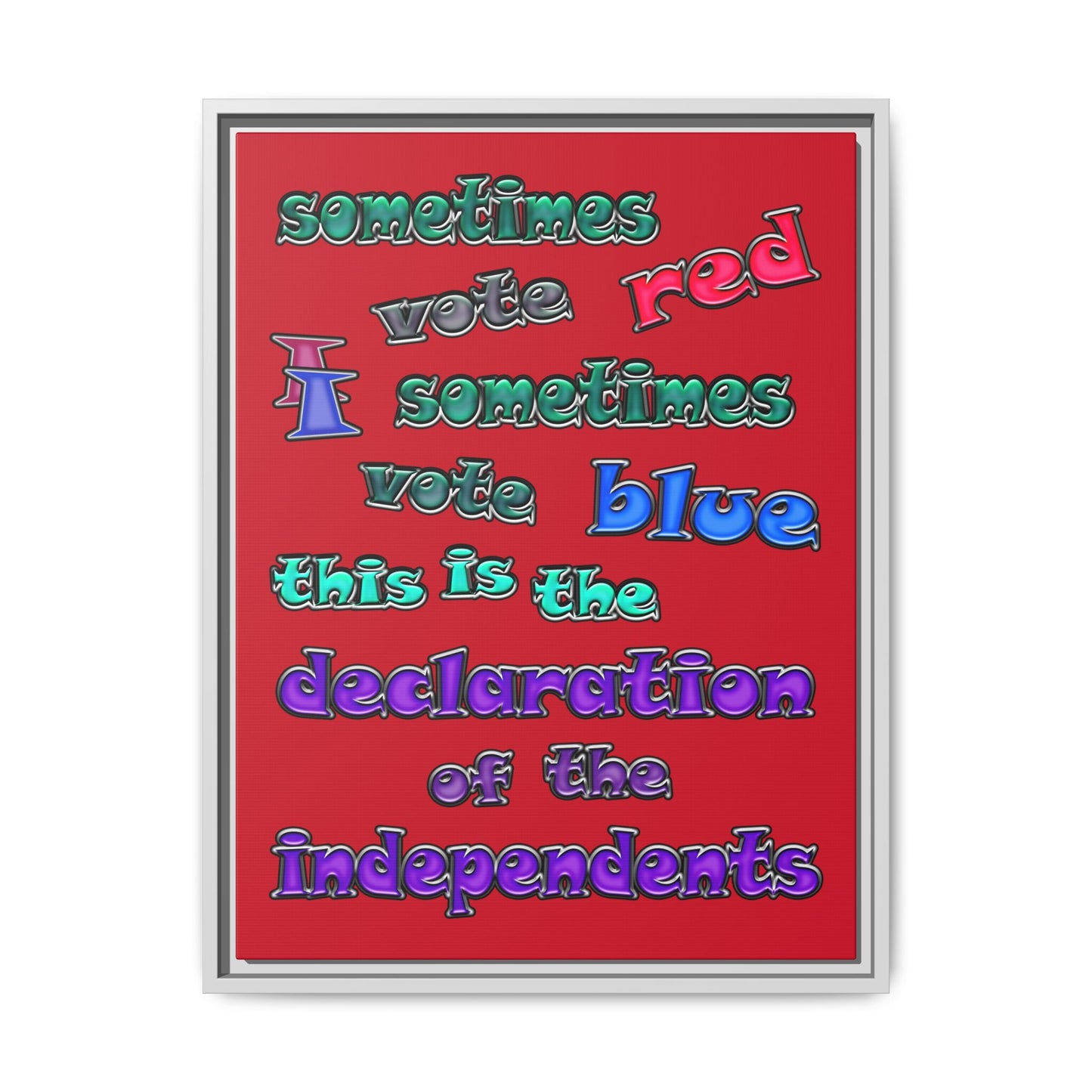 declaration of the independents - framed canvas art (dark red)