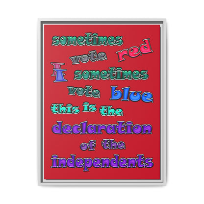 declaration of the independents - framed canvas art (dark red)