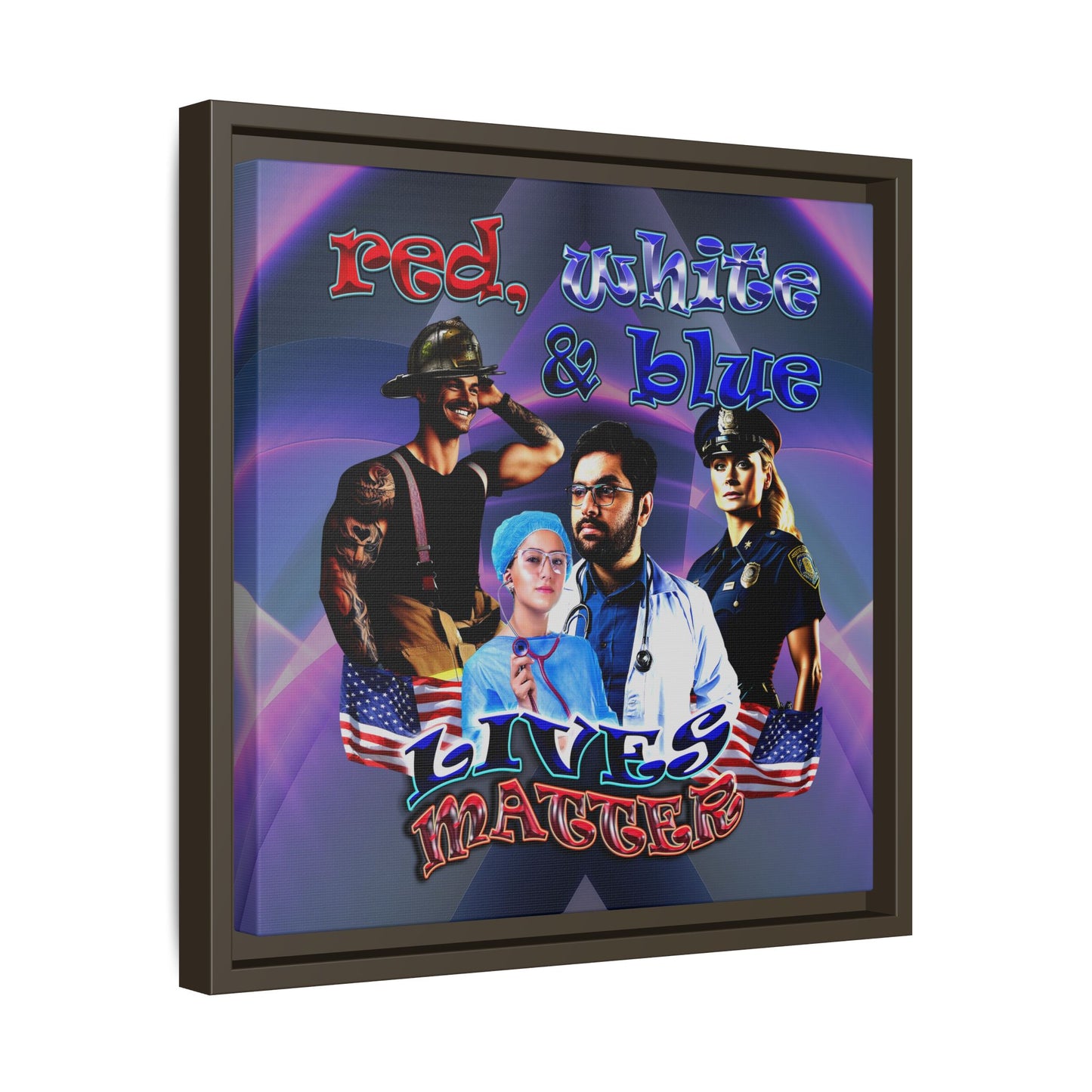 rw&b lives matter - framed canvas art (grey-pink wave)
