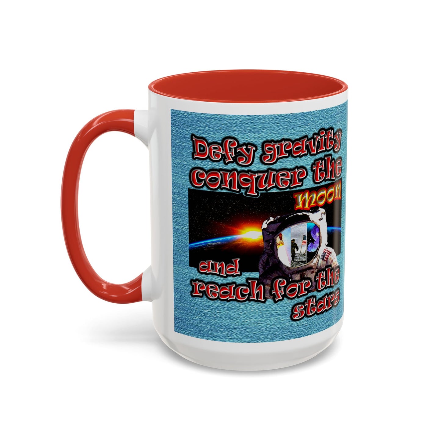 defy conquer reach - Accent Mug (faded blue)