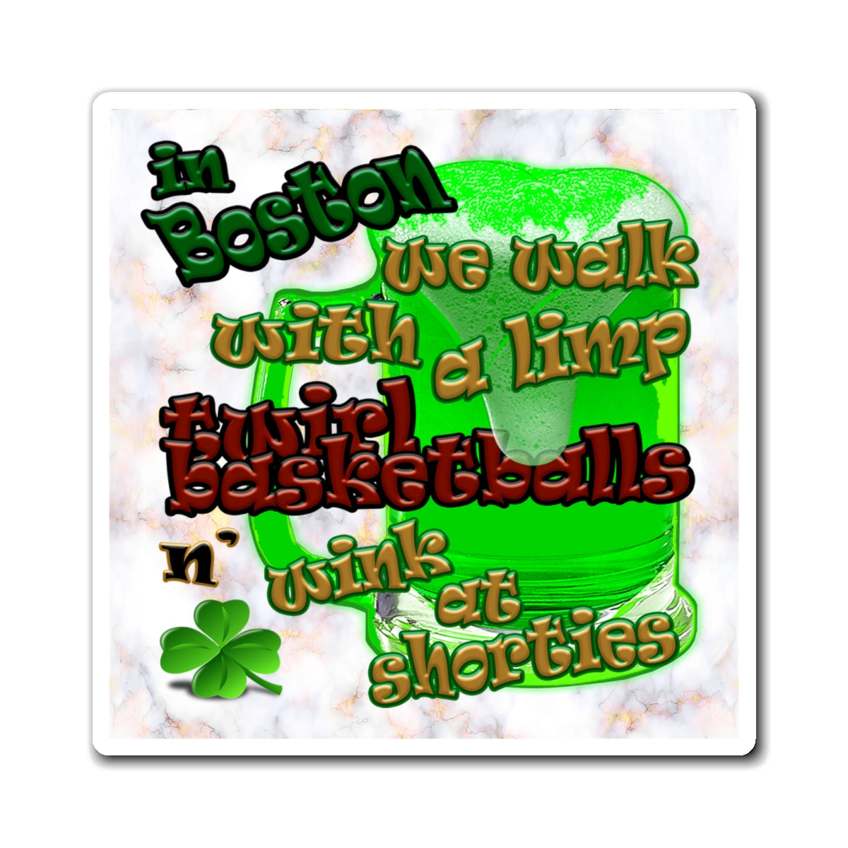 celtics logo - Magnets - (white marble)