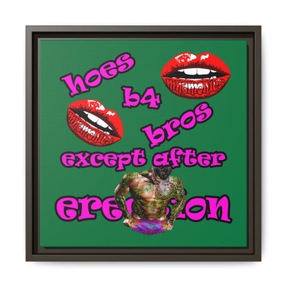 hoes b4 bros - framed canvas art (dark green)