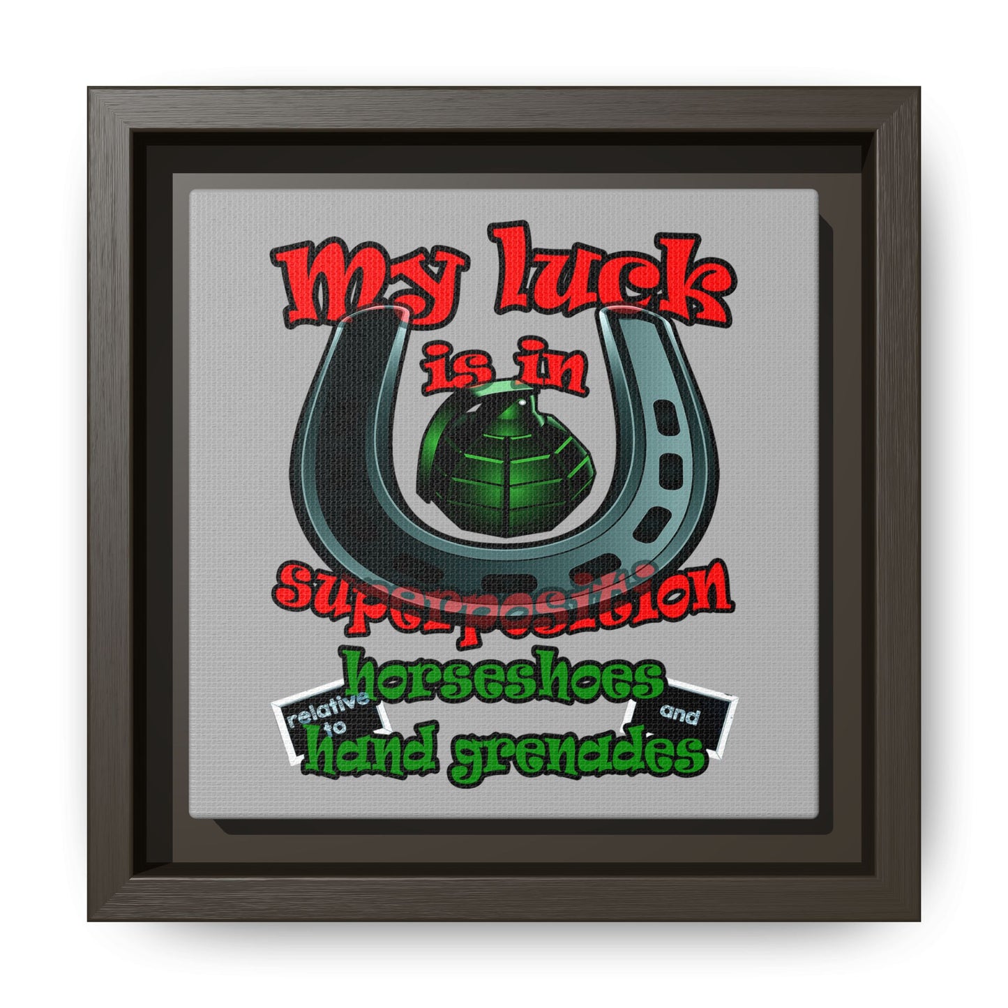my luck - framed canvas art (light grey)