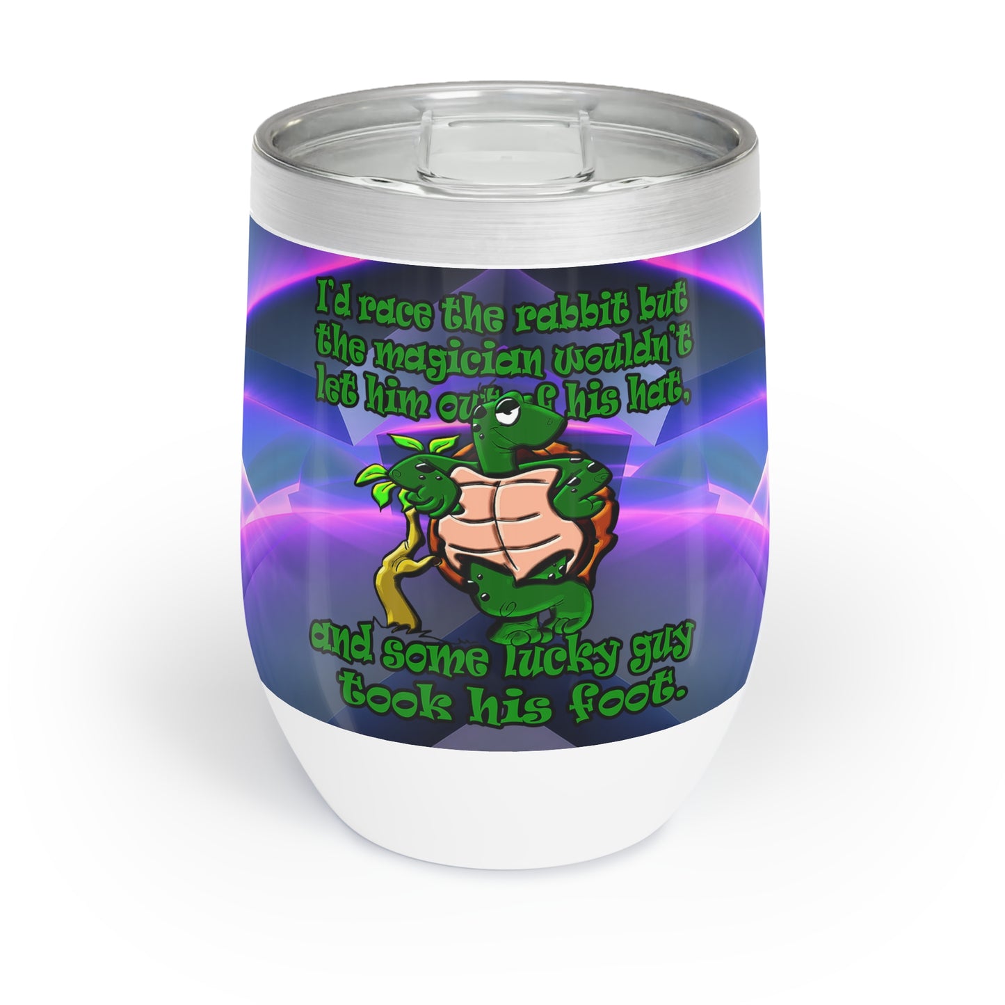 turtle race - Chill Wine Tumbler (grey-pink wave)