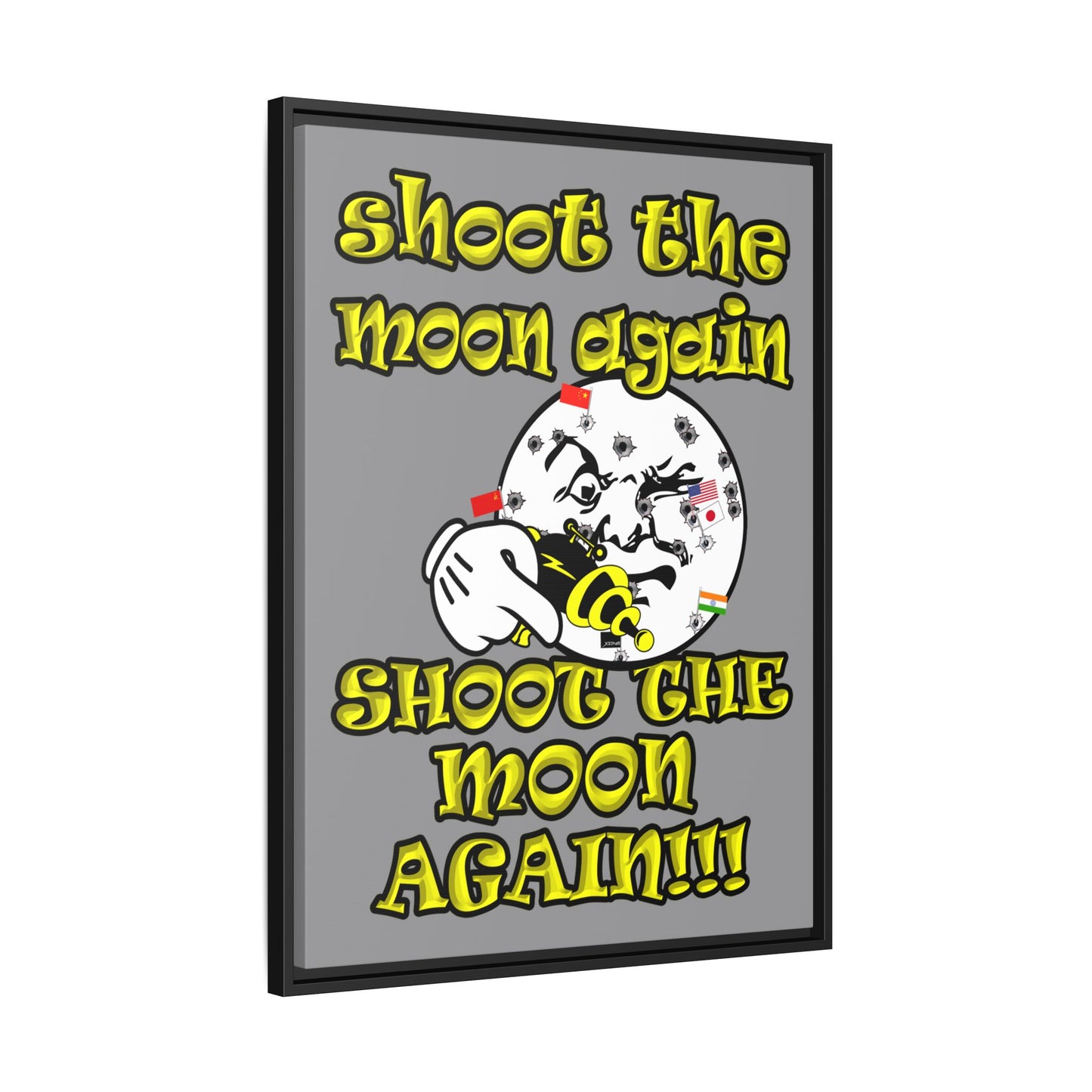shoot the moon again - framed canvas art (grey)