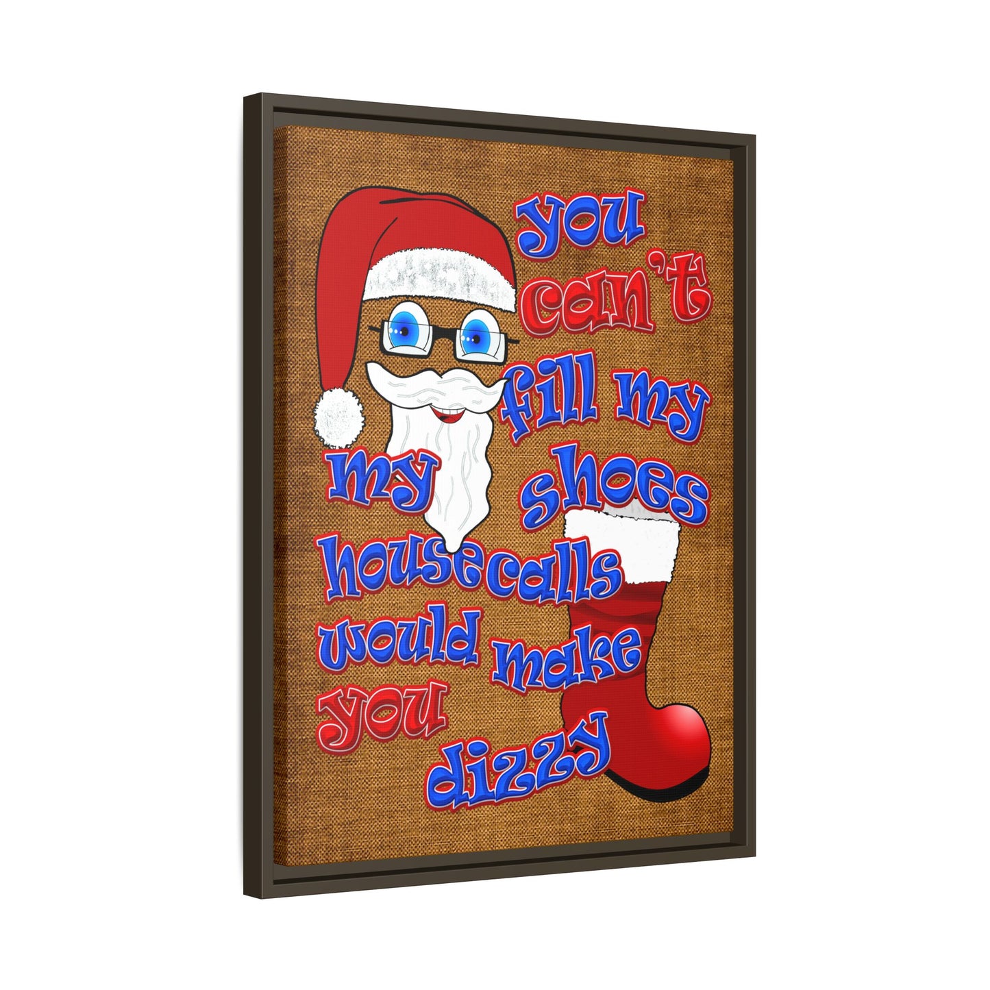 santa's shoes - framed canvas art (brown papyrus)