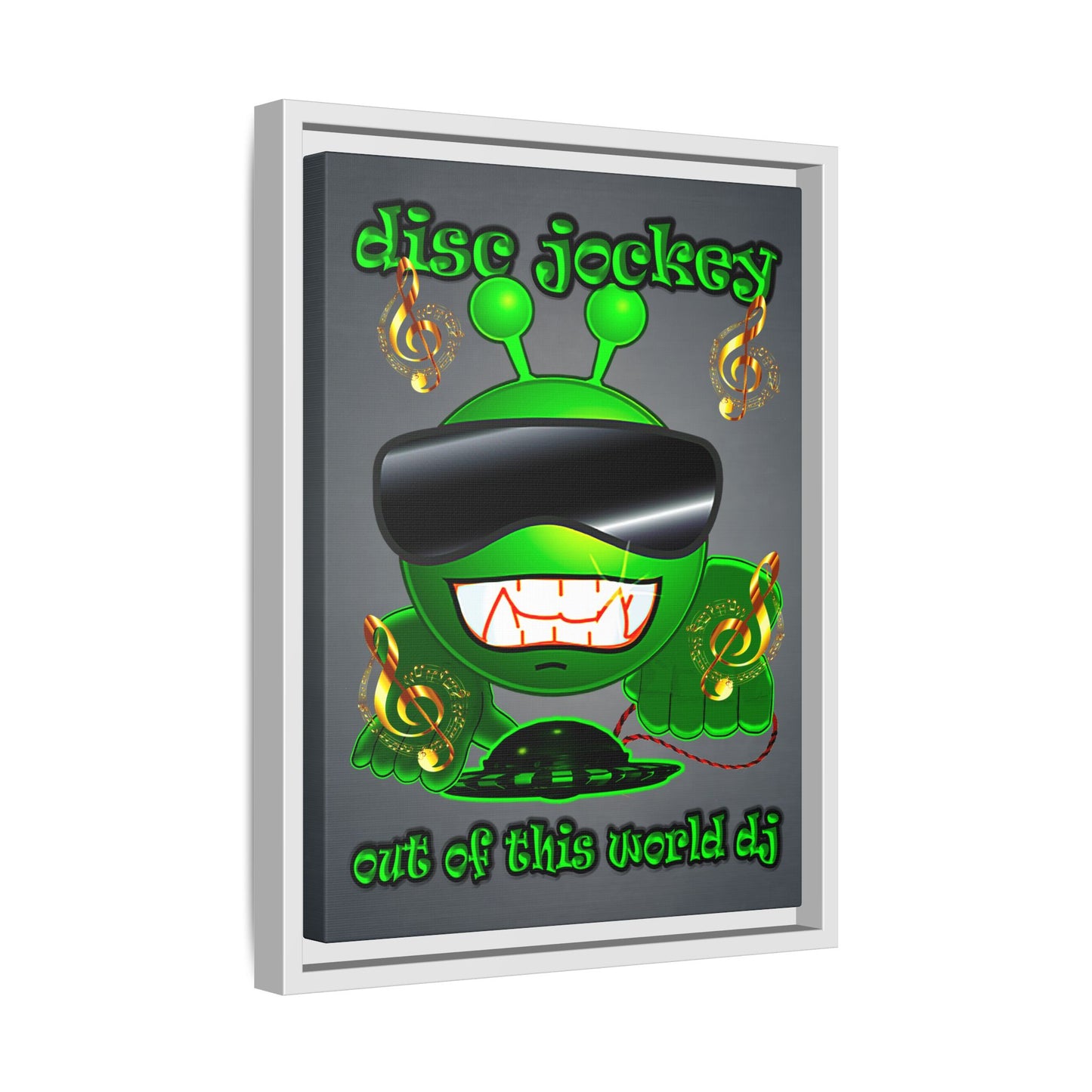 disc jockey - framed canvas art (grey-light grey)