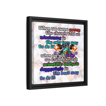 doggystyle - framed canvas art (white marble)