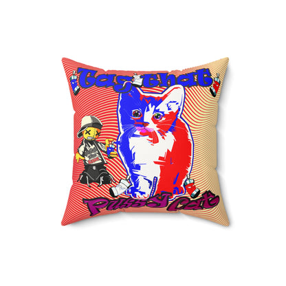 tag that - Faux Suede Square Pillow - (yellow-orange wave)