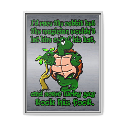 turtle race - framed canvas art (brushed nickel)