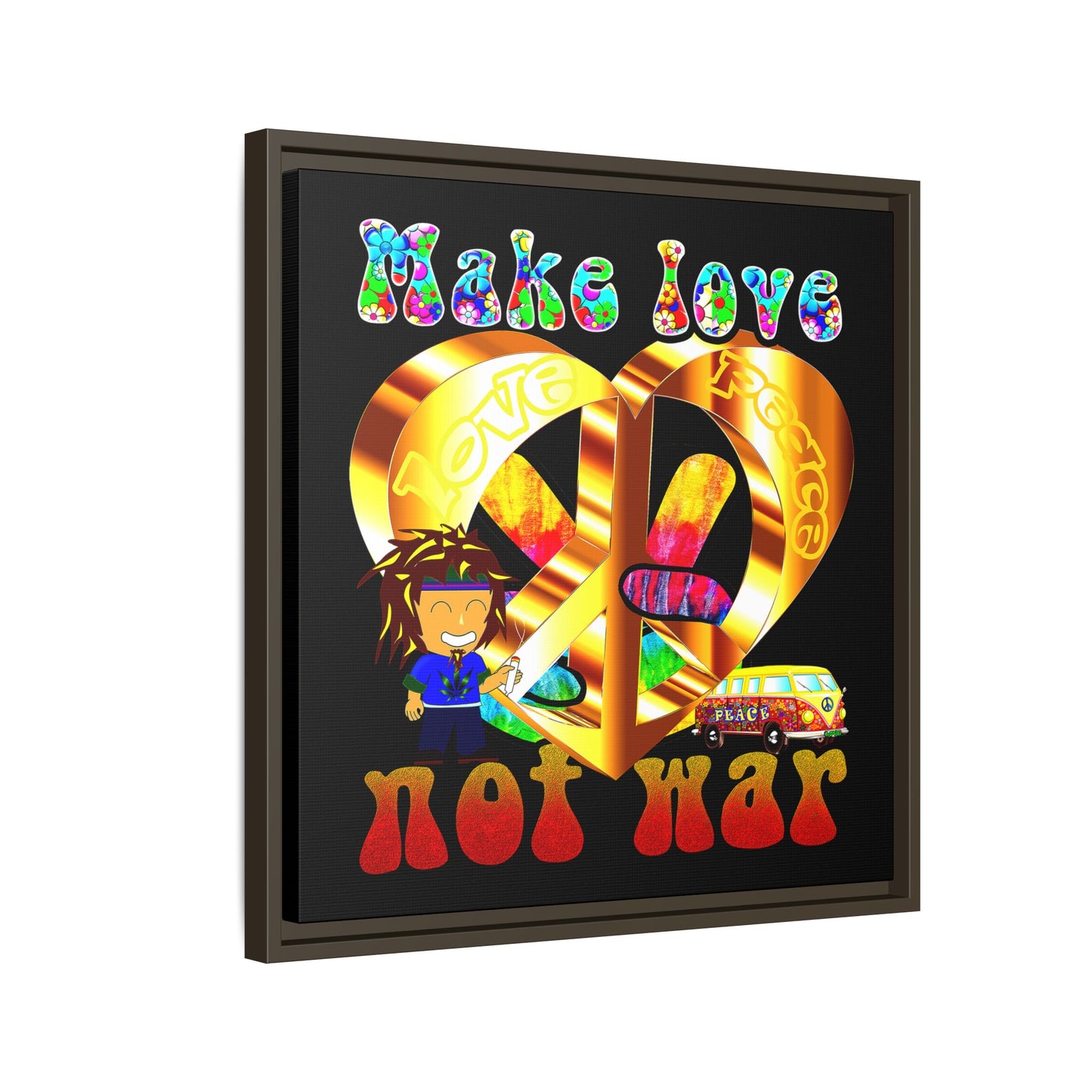 love peace - framed canvas art (black)