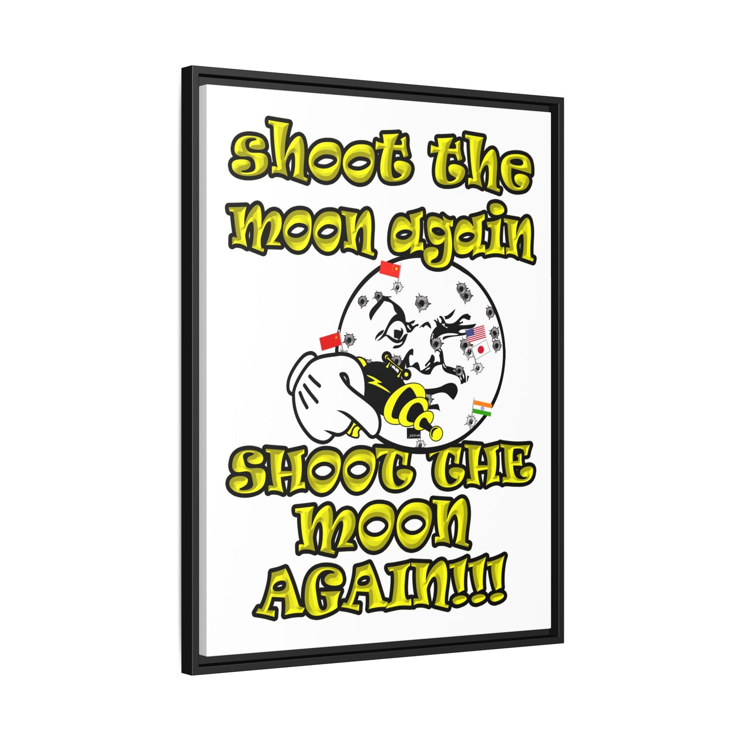shoot the moon again - framed canvas art (white)