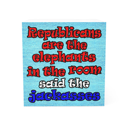 donkeys and elephants - note cube (faded blue)