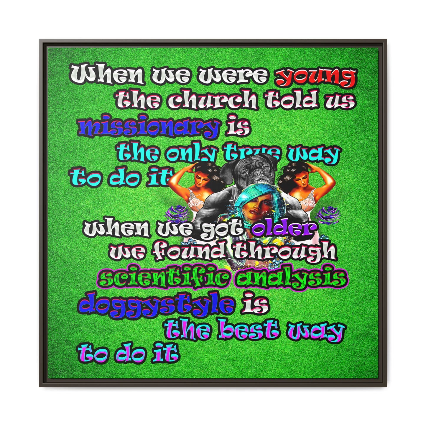 doggystyle - framed canvas art (green turf)