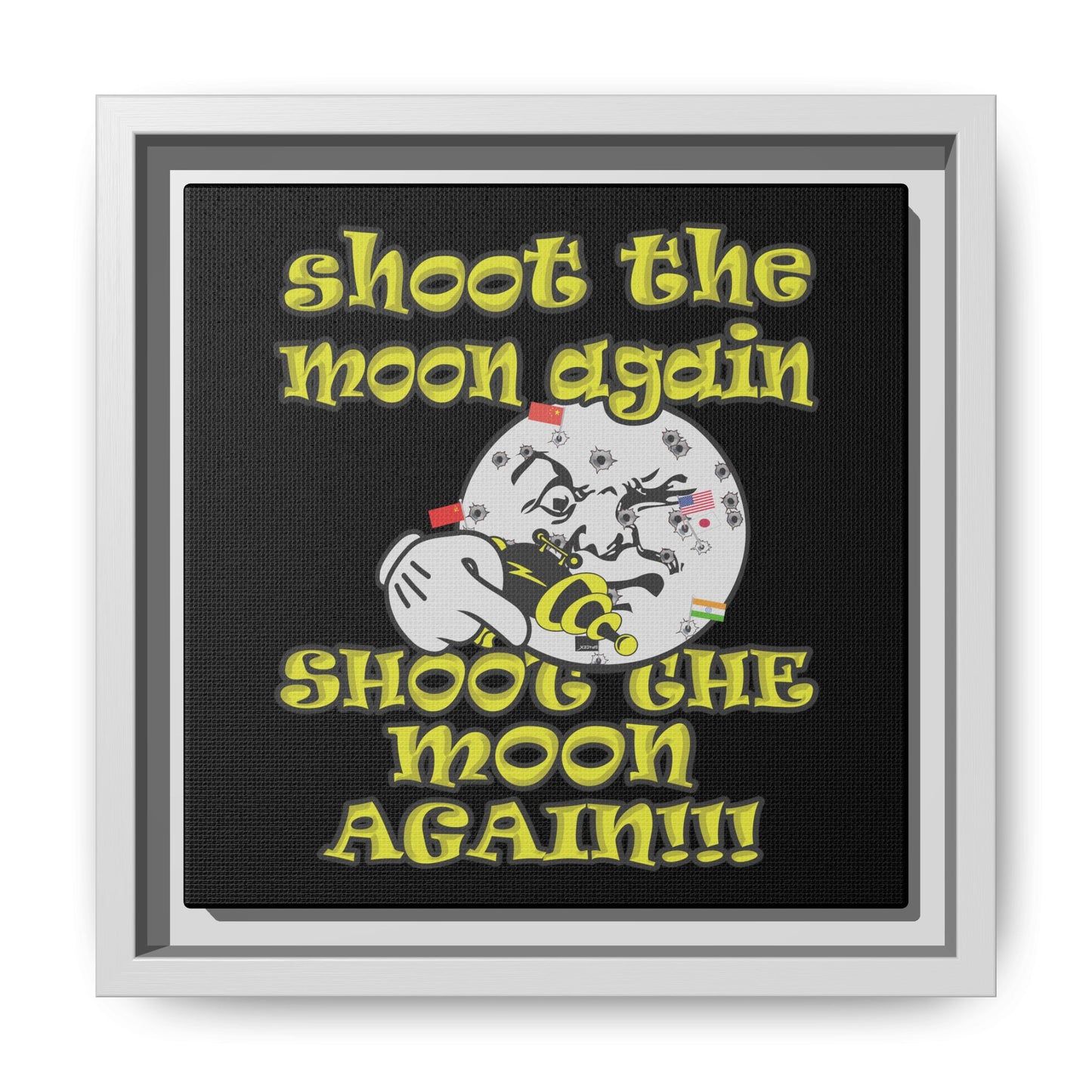 shoot the moon again - framed canvas art (black)