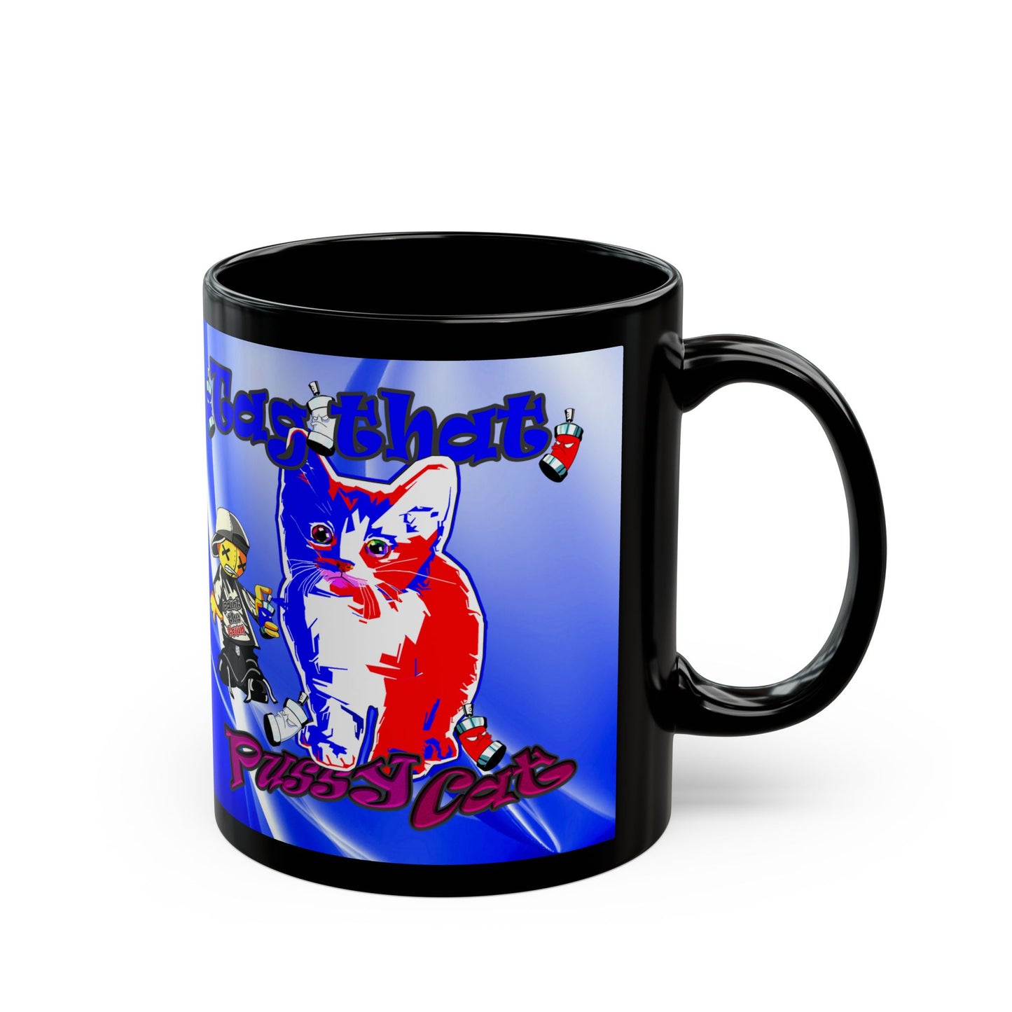tag that - Black Mug (blue-white wave)