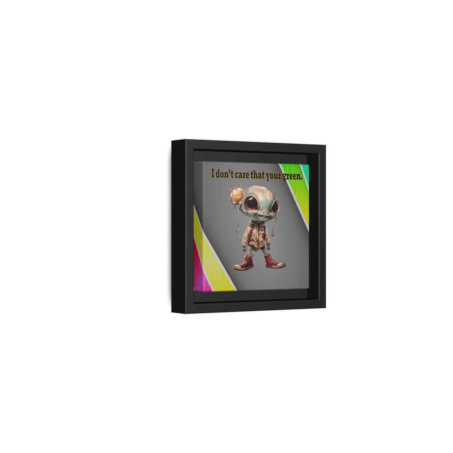 I don't care that your green - framed canvas art (rainbow split)