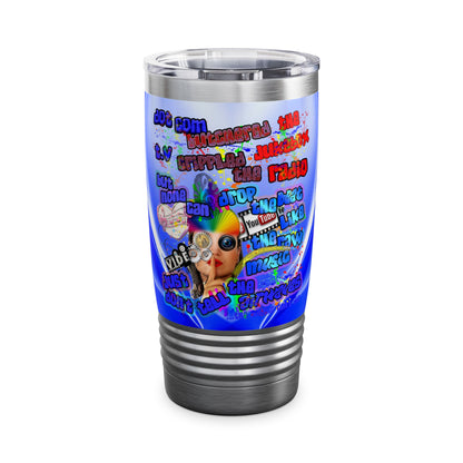 drop the beat - Ringneck Tumbler, 20oz  (blue-white wave)