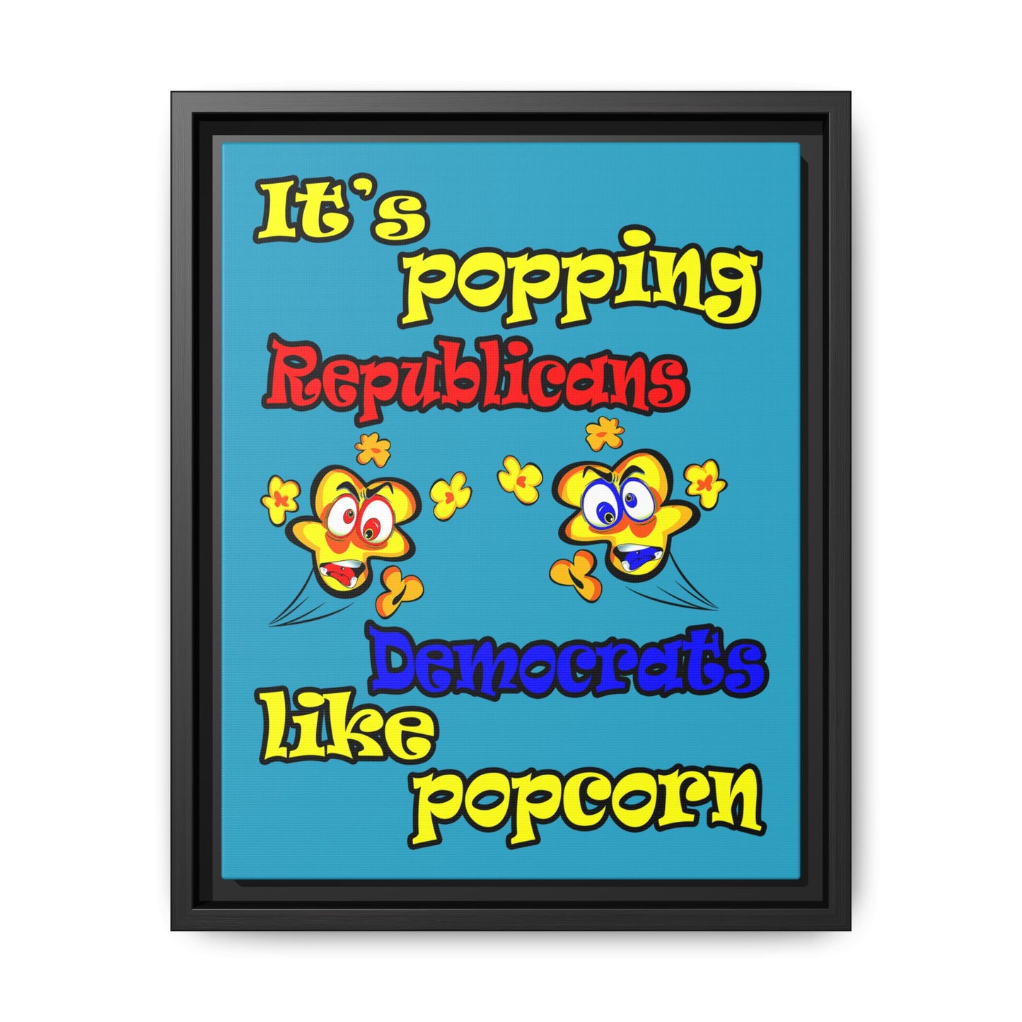 popping like popcorn - framed canvas art (turquoise)