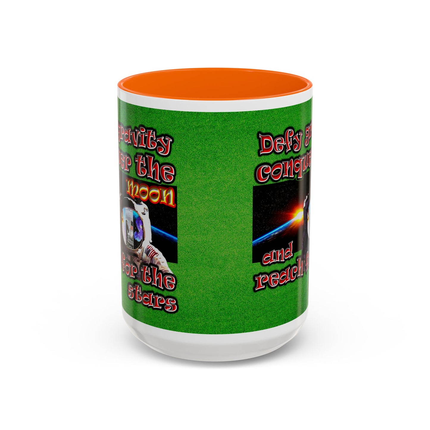 defy conquer reach - Accent Mug (green turf)