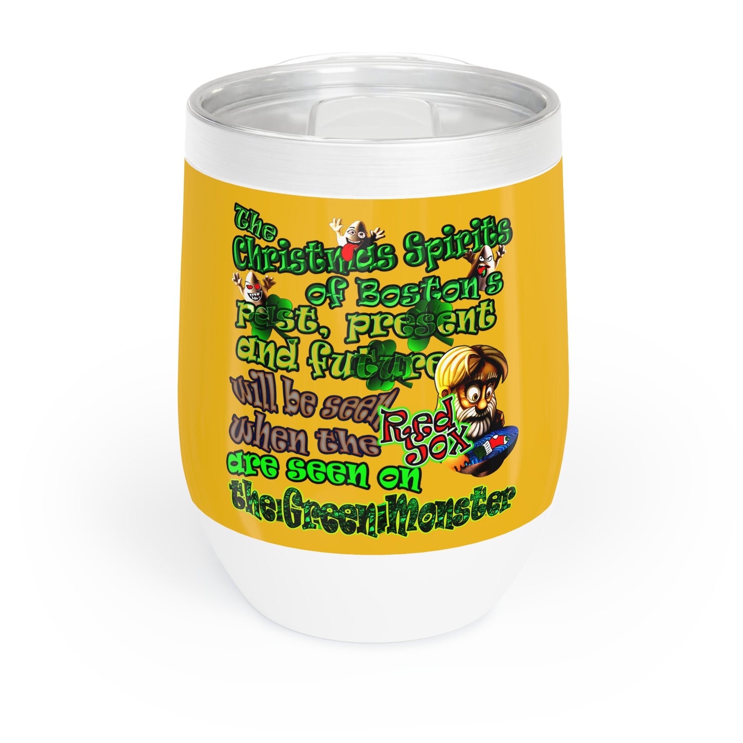 christmas spirits of boston - Chill Wine Tumbler (yellow)